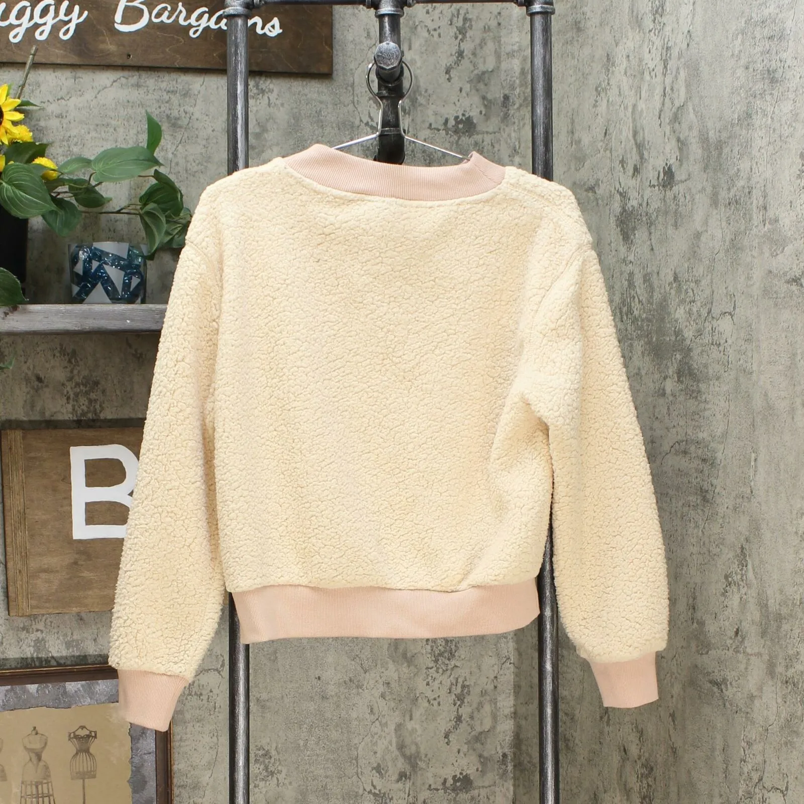 Who What Wear Women's Boat Neck Pullover Sherpa Sweatshirt