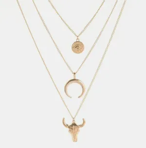 Wild Spirit Bullhead Layered Necklace