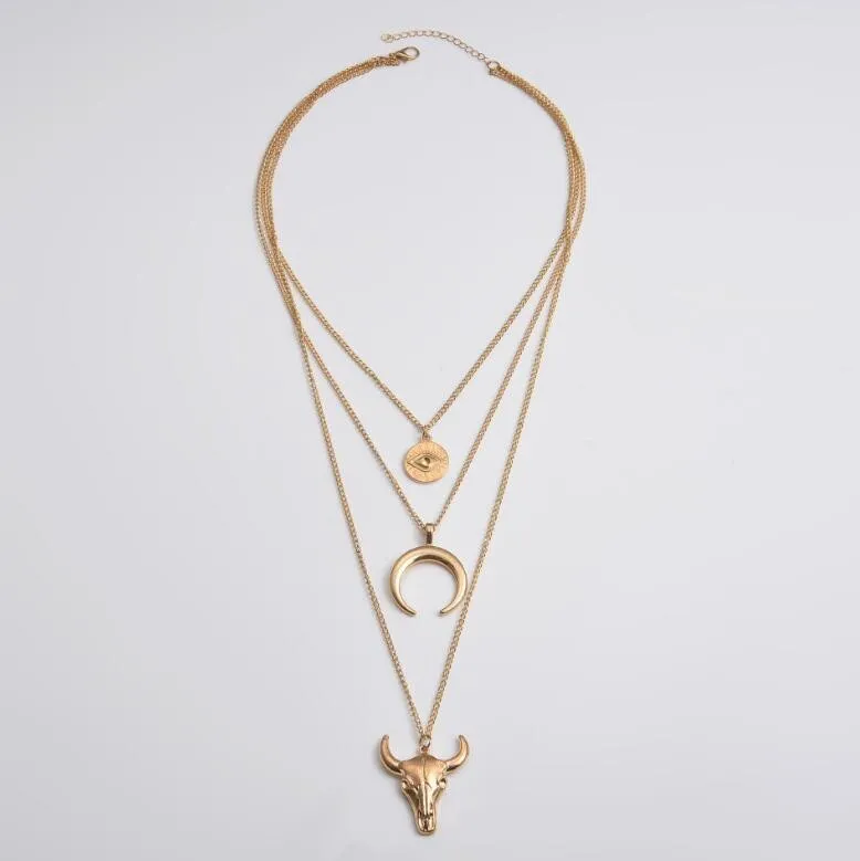 Wild Spirit Bullhead Layered Necklace