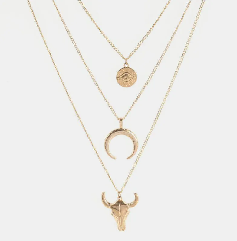 Wild Spirit Bullhead Layered Necklace