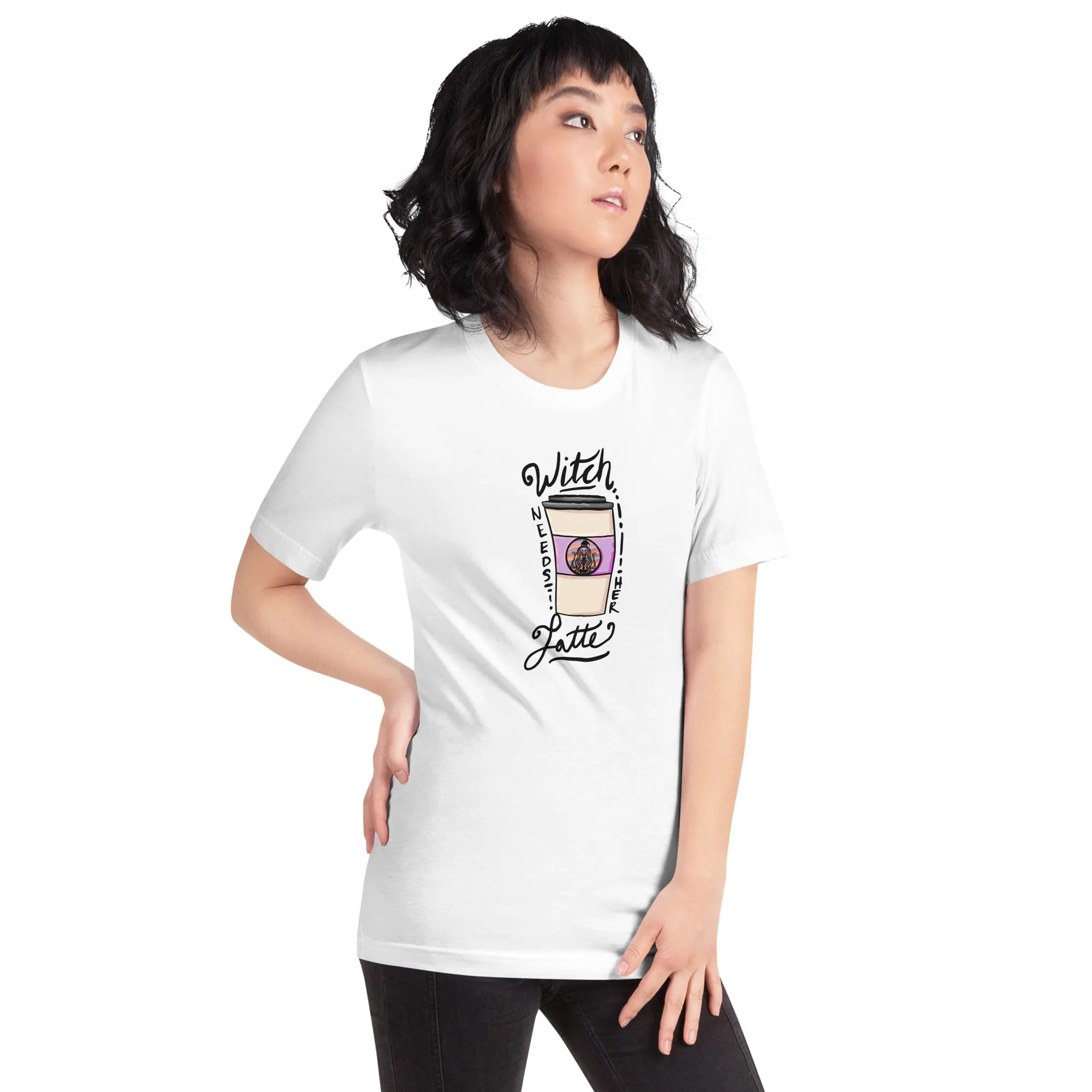 Witch Needs Her Latte Unisex t-shirt