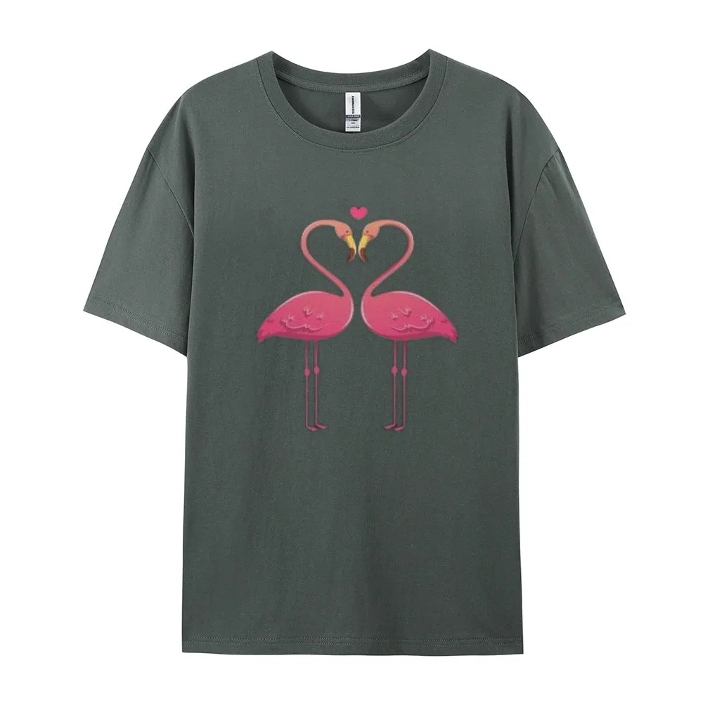 Women Love Flamingo For Valentine's Day Print Graphic T-shirt