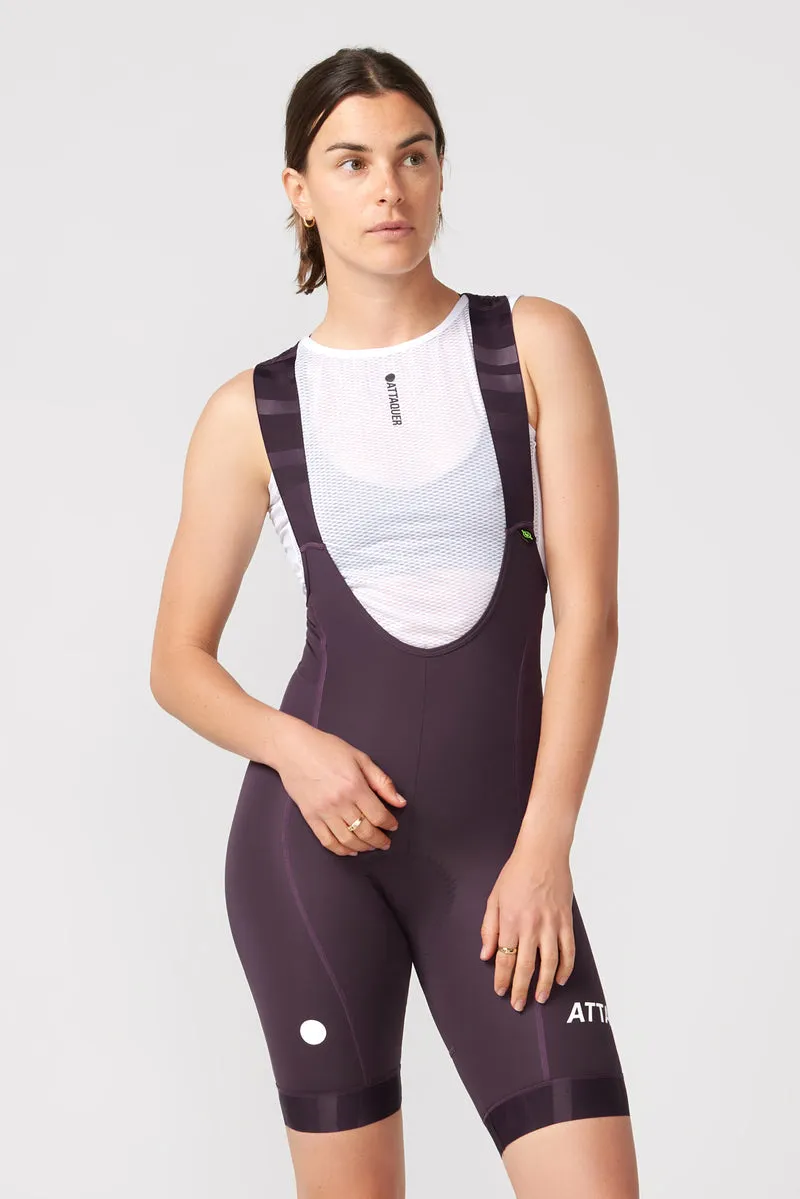 Women's All Day Bib Short Aubergine/White