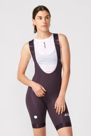 Women's All Day Bib Short Aubergine/White