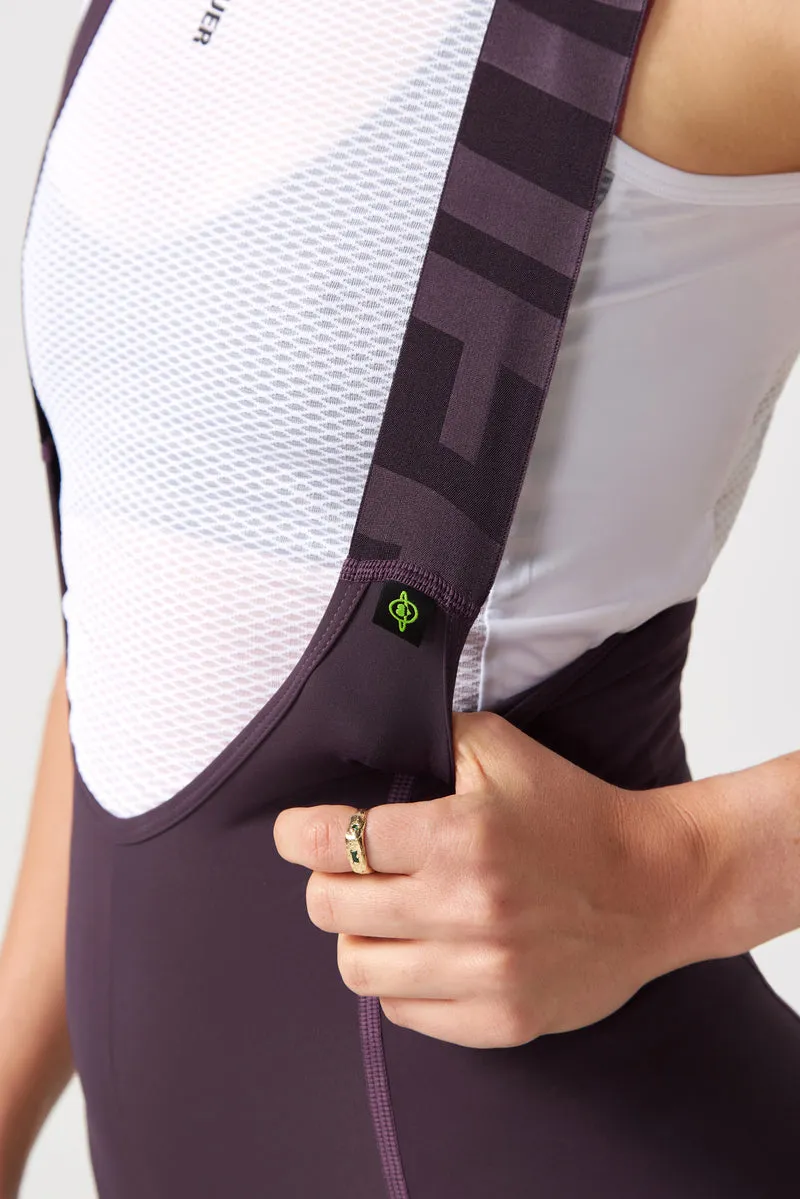 Women's All Day Bib Short Aubergine/White