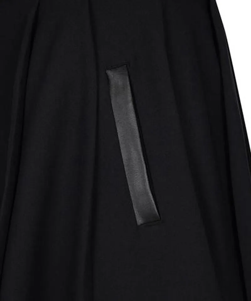 Women's  Leather Mixed One-Piece - Black