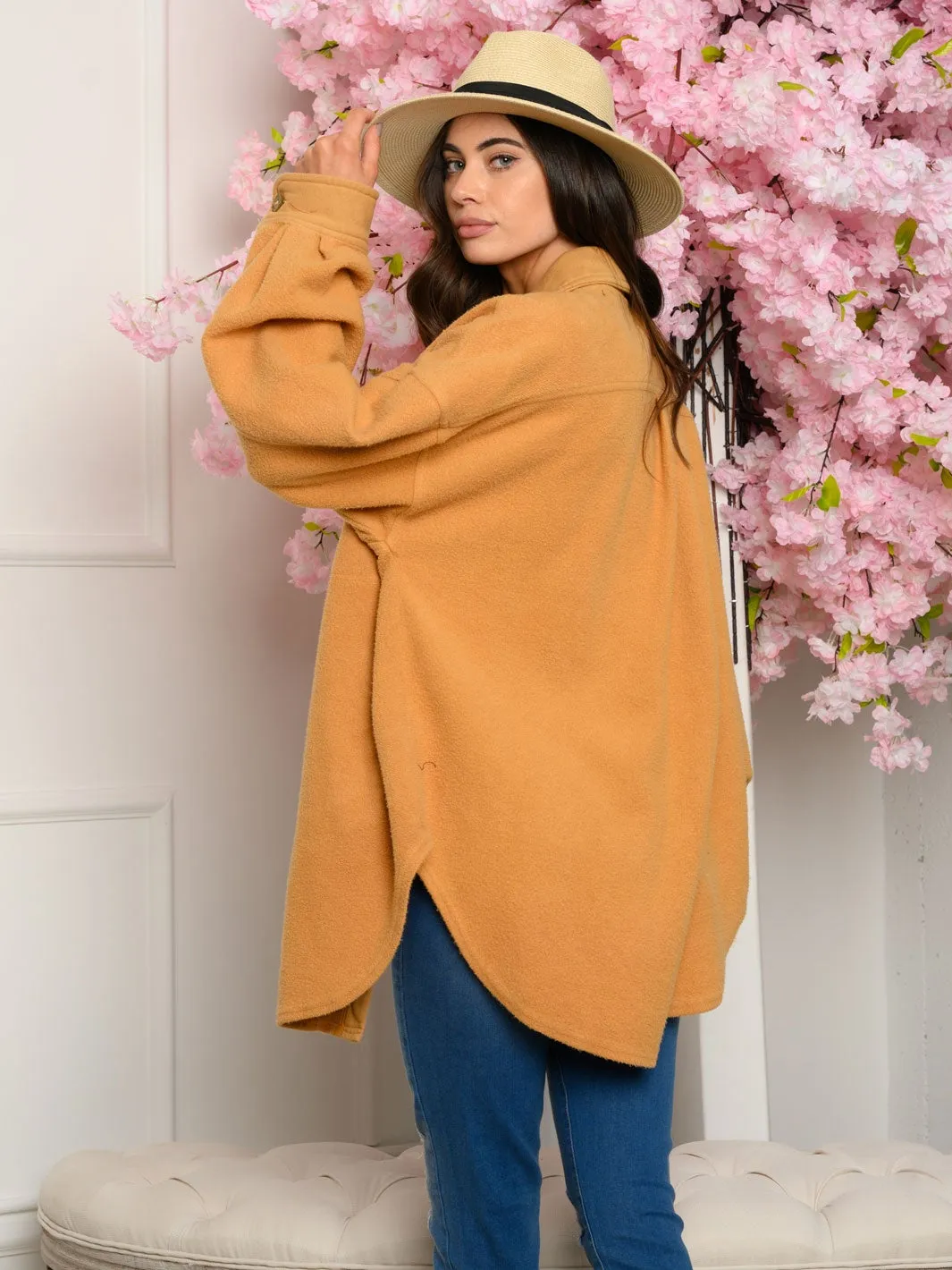 WOMEN'S LONG SLEEVE BUTTON UP COLLAR POCKETS JACKET