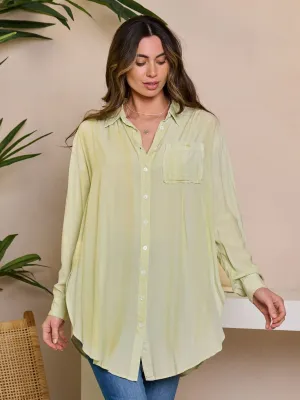 WOMEN'S LONG SLEEVE BUTTON UP TIE DYE BLOUSE TOP