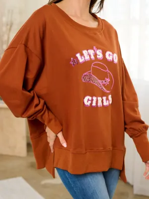 WOMEN'S LONG SLEEVE HIGH-LOW GRAPHIC TOP