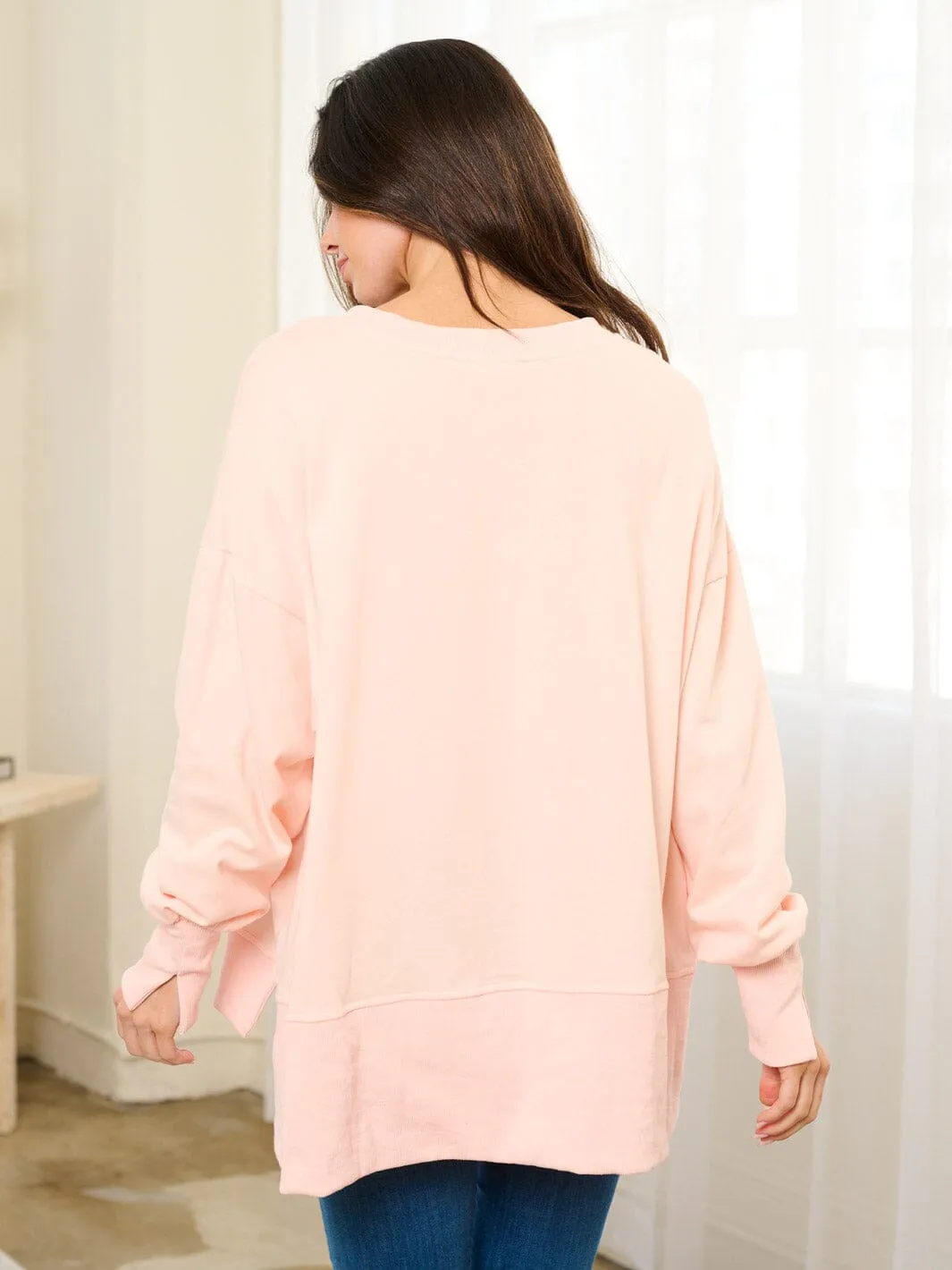 WOMEN'S LONG SLEEVE HIGH-LOW GRAPHIC TOP