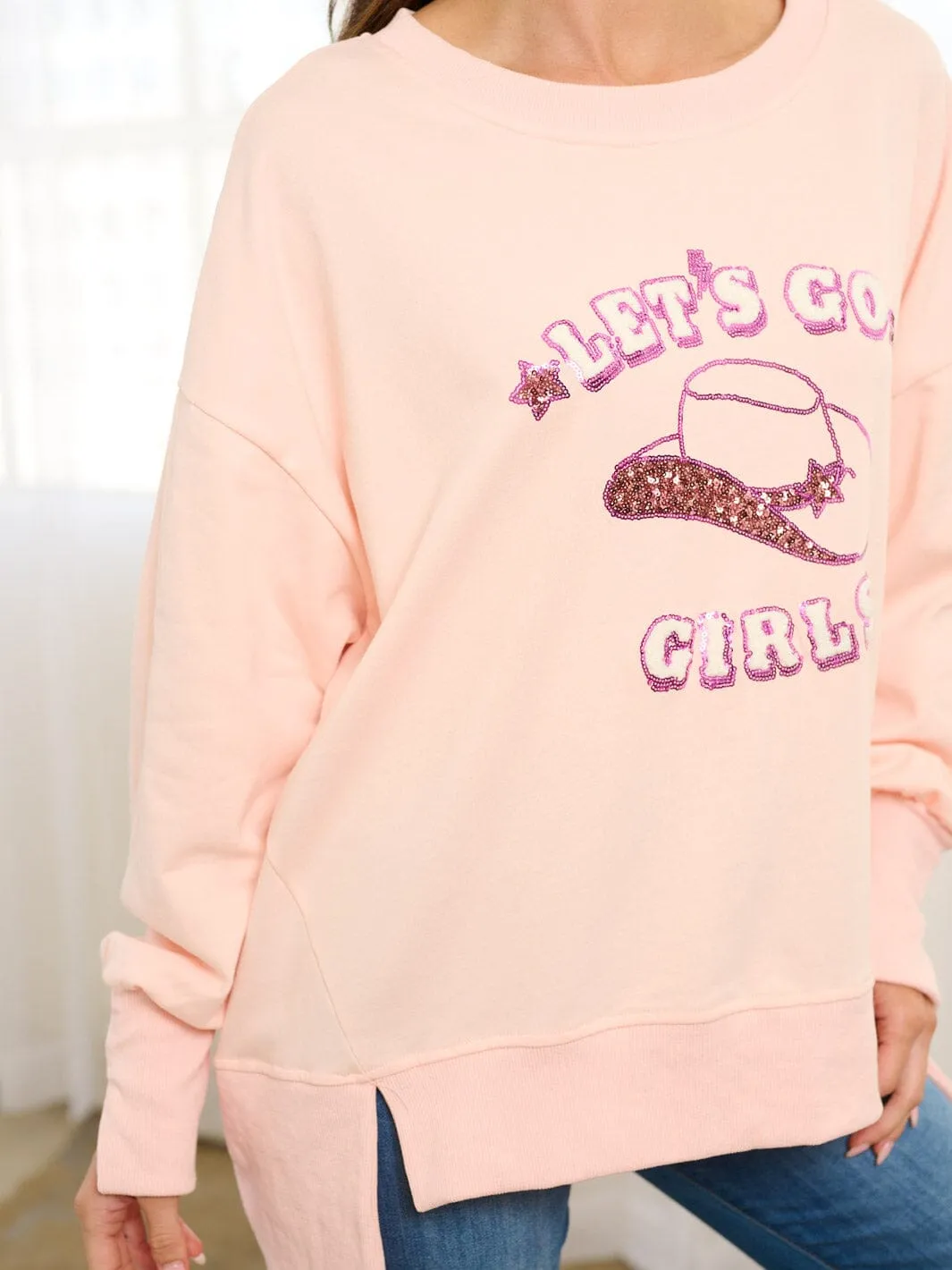 WOMEN'S LONG SLEEVE HIGH-LOW GRAPHIC TOP