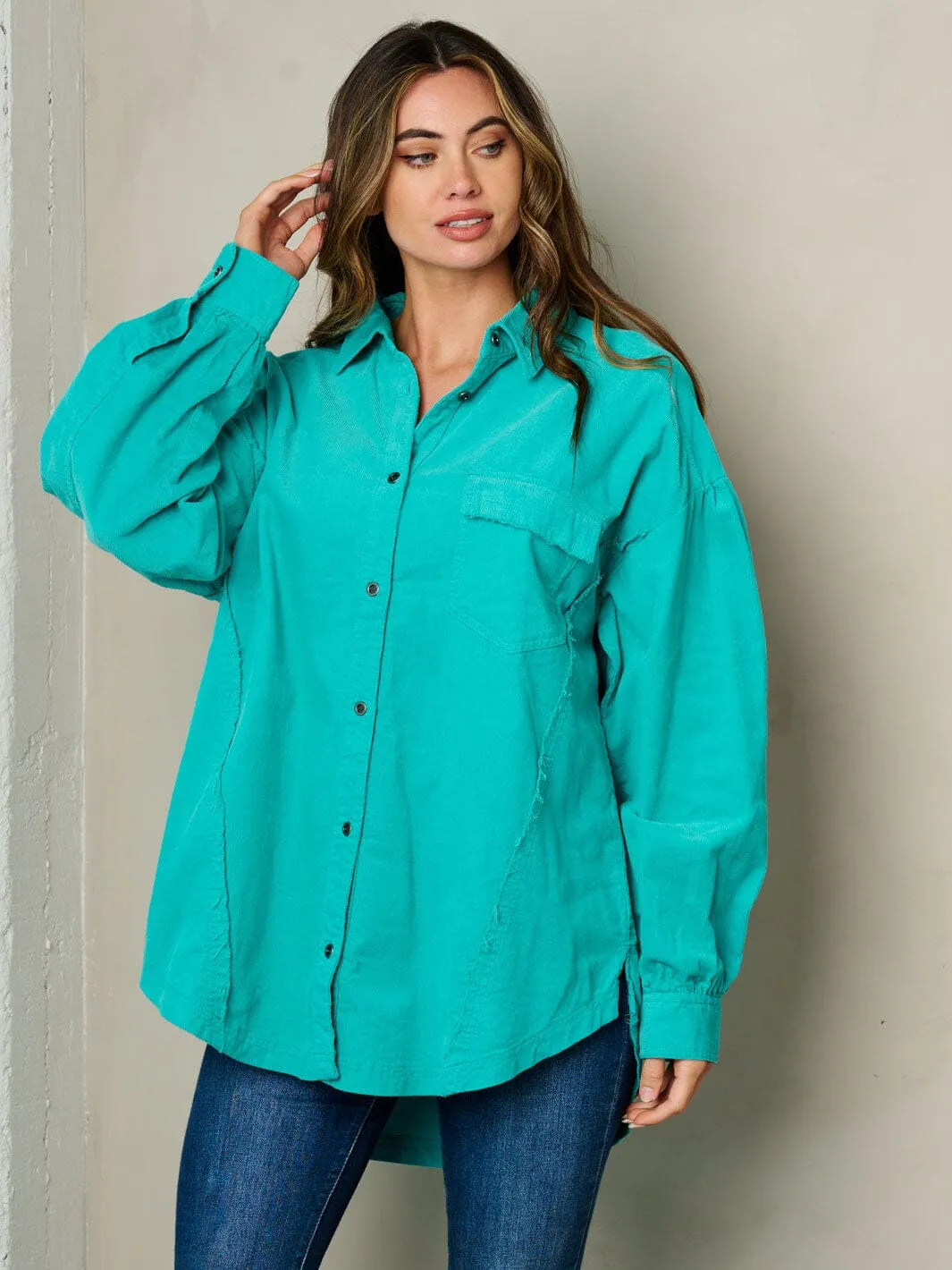 WOMEN'S LONG SLEEVE OVERSIZED CORDUROY GRAPHIC JACKET