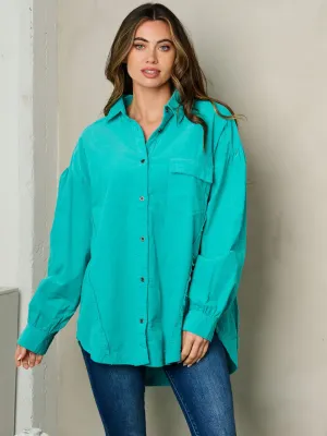 WOMEN'S LONG SLEEVE OVERSIZED CORDUROY GRAPHIC JACKET