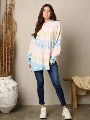 WOMEN'S LONG SLEEVE TIE DYE OVERSIZED TOP