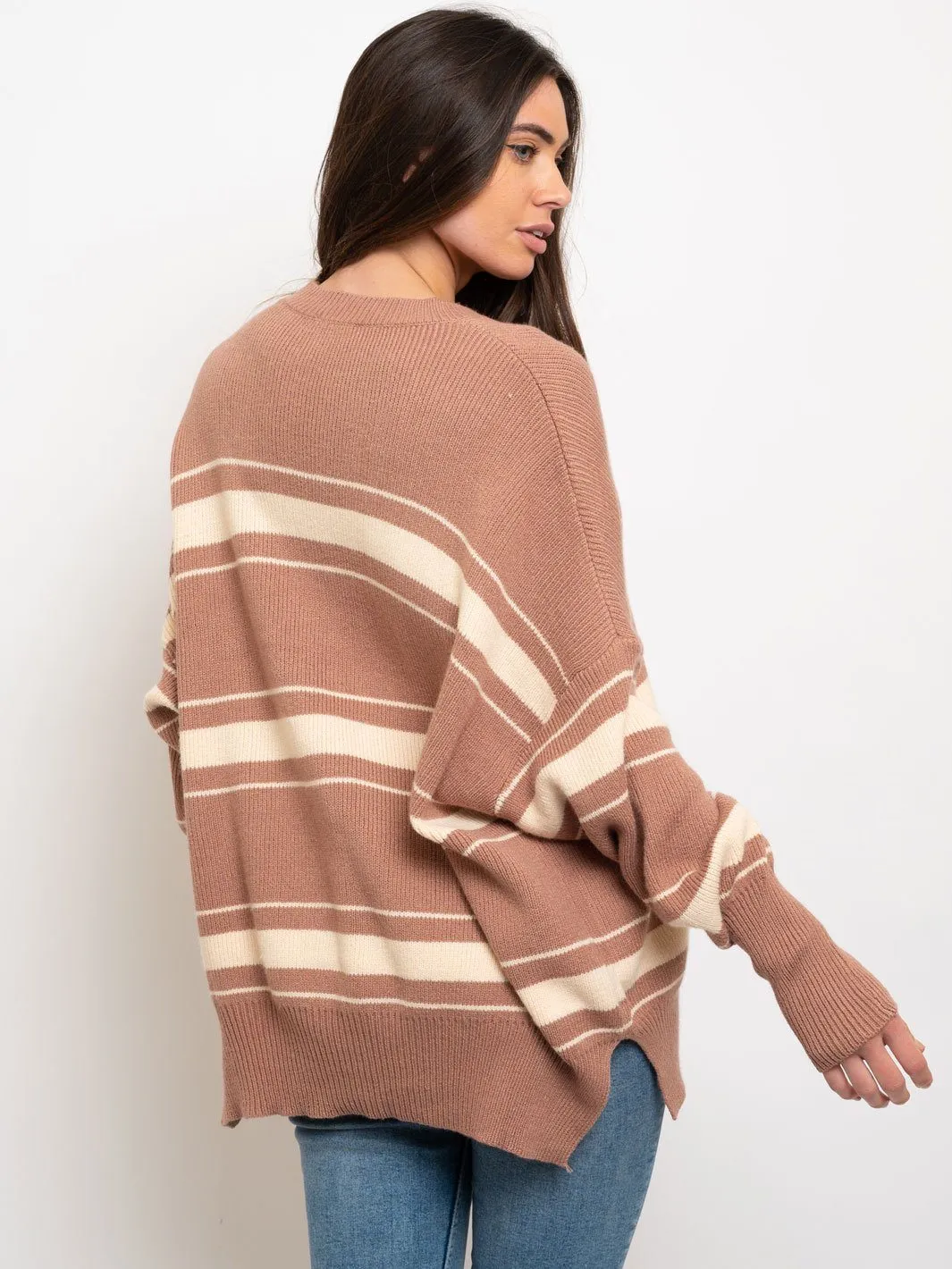 WOMEN'S OVERSIZED STRIPES SWEATER
