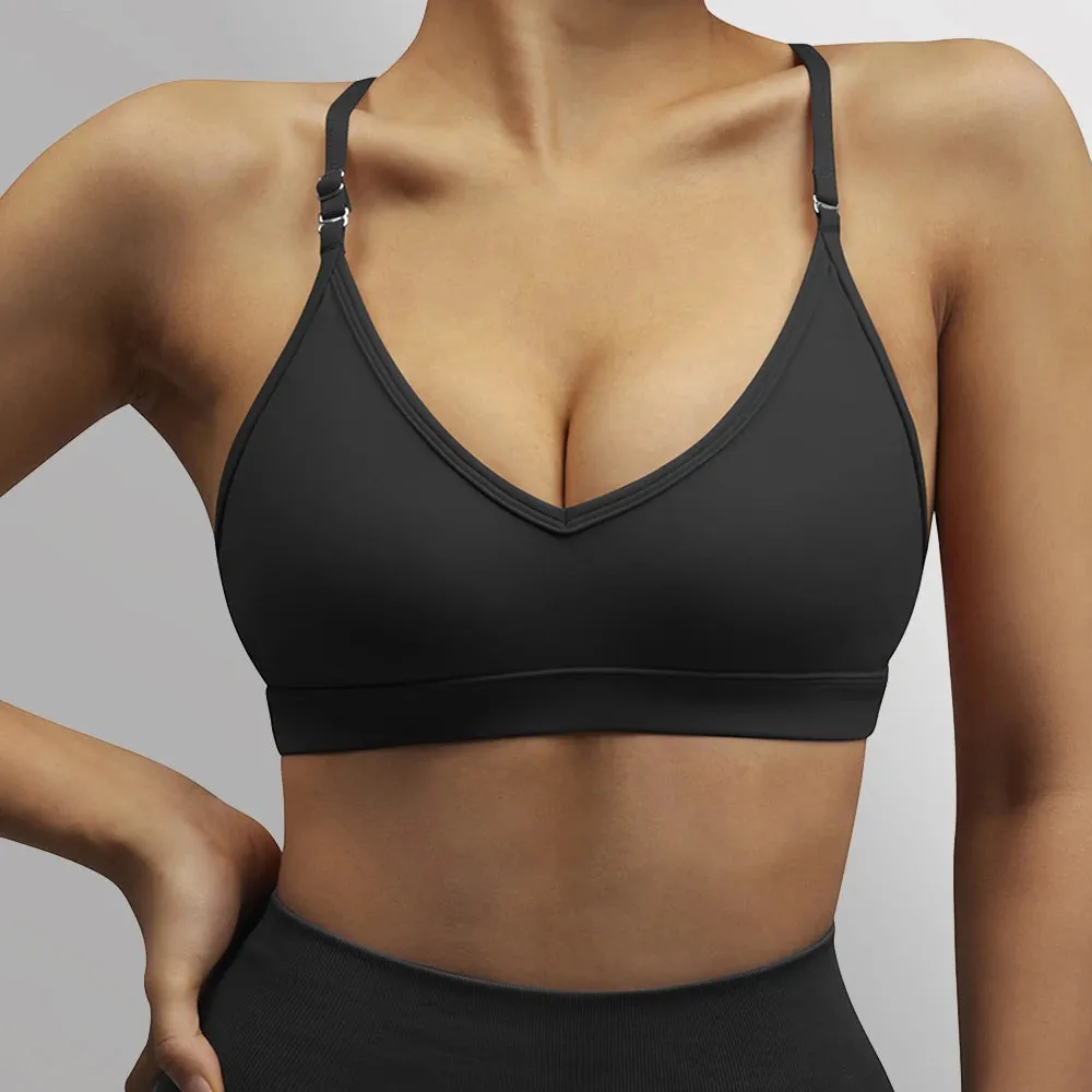 Women's Seamless Yoga Sports Bra - Shockproof Gym Top with Padded Push-Up