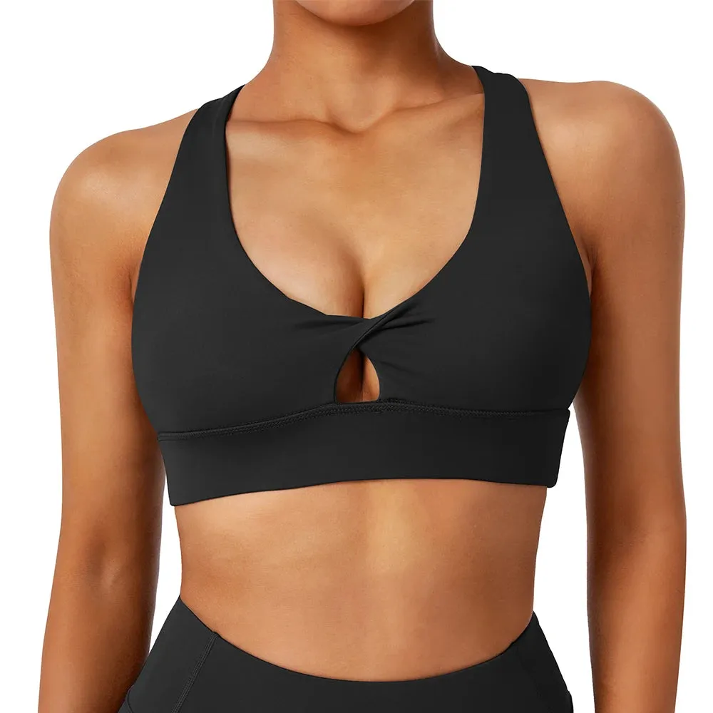 Women's Seamless Yoga Sports Bra - Shockproof Gym Top with Padded Push-Up