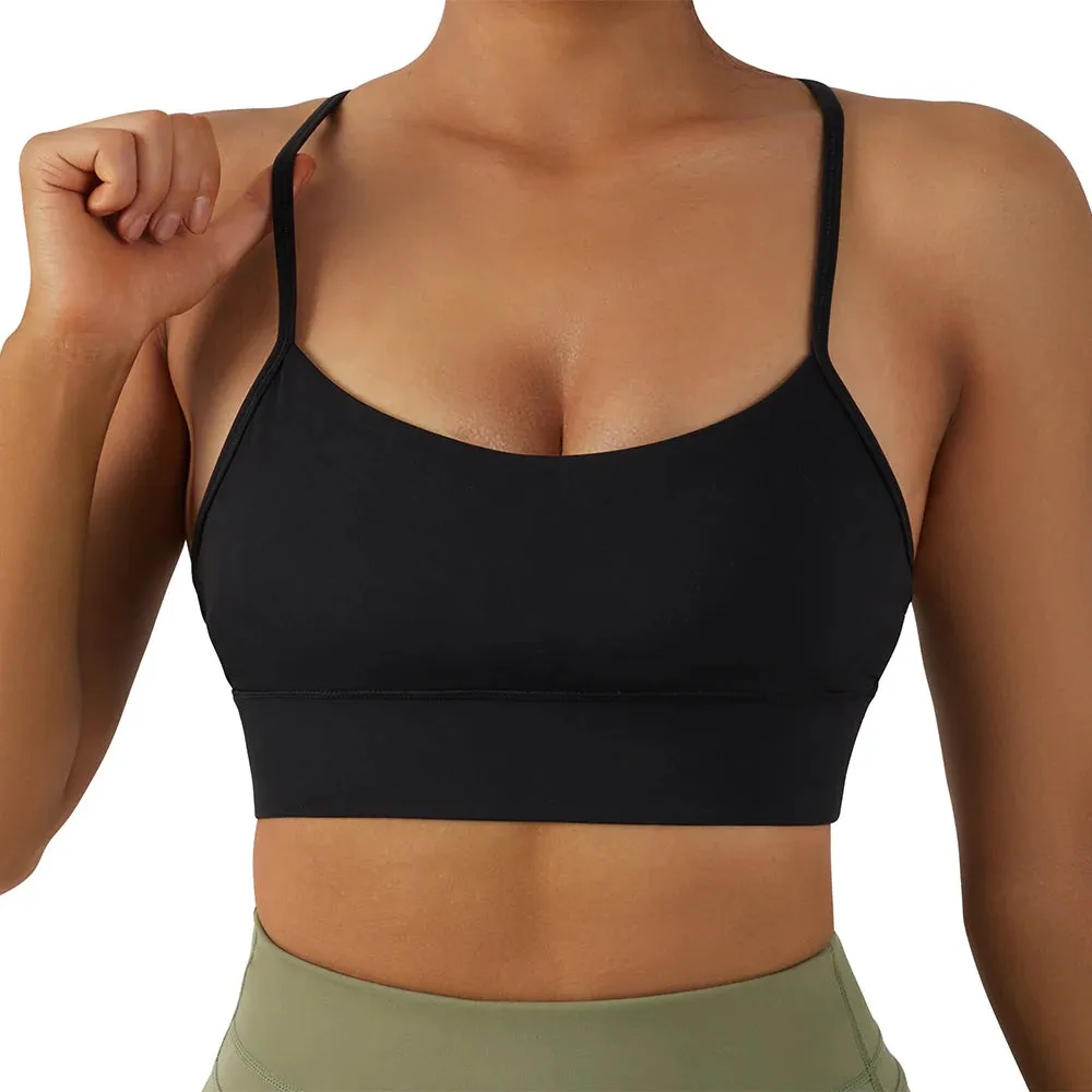 Women's Seamless Yoga Sports Bra - Shockproof Gym Top with Padded Push-Up