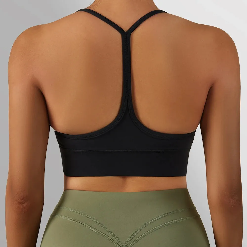Women's Seamless Yoga Sports Bra - Shockproof Gym Top with Padded Push-Up