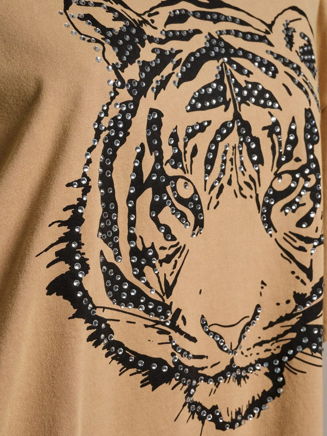 WOMEN'S SHORT SLEEVE STUDS GRAPHIC DETAILED OVERSIZED TOP
