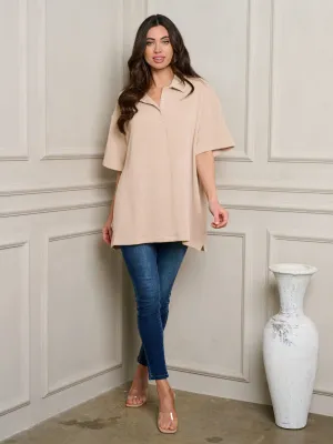 WOMEN'S SHORT SLEEVE V-NECK OVERSIZED TOP
