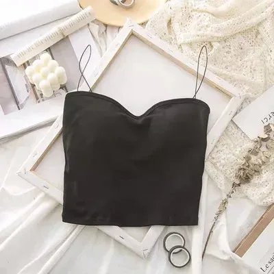 Women's Summer Sleeveless Cotton Vest Crop Top - Elastic Seamless Bralette Tees, Soft and Wear-Resistant