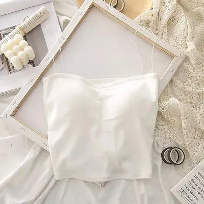 Women's Summer Sleeveless Cotton Vest Crop Top - Elastic Seamless Bralette Tees, Soft and Wear-Resistant
