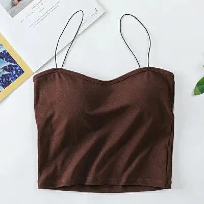Women's Summer Sleeveless Cotton Vest Crop Top - Elastic Seamless Bralette Tees, Soft and Wear-Resistant