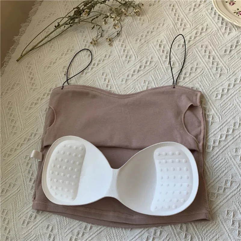 Women's Summer Sleeveless Cotton Vest Crop Top - Elastic Seamless Bralette Tees, Soft and Wear-Resistant