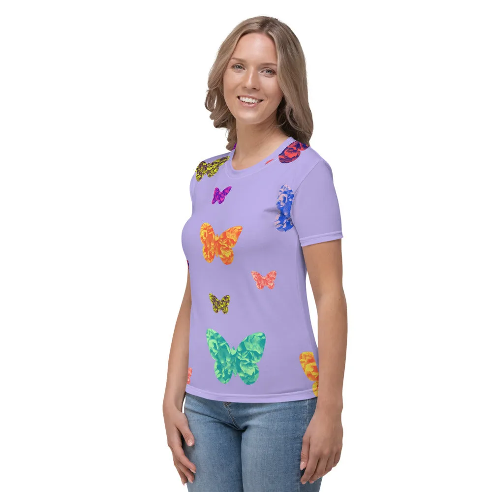 Womens T-shirt - Lilac with Butterflies