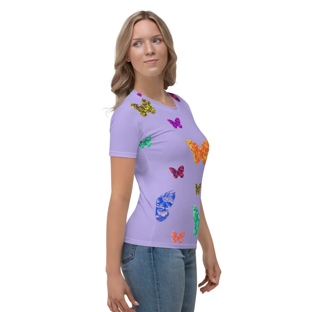 Womens T-shirt - Lilac with Butterflies