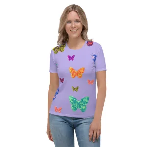Womens T-shirt - Lilac with Butterflies