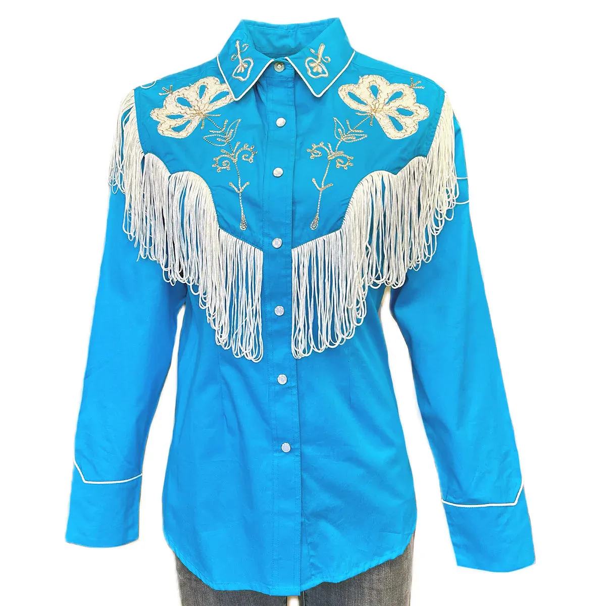 Women's Vintage Western Shirt Collection: Rockmount Fancy Fringe Turquoise