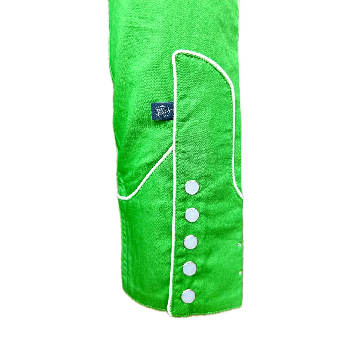 Women's Vintage Western Shirt Collection: Rockmount Fancy Palm Trees Wagon Wheels Green