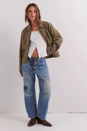 WTF Moxie Pull-On Barrel Jeans-Truest Blue