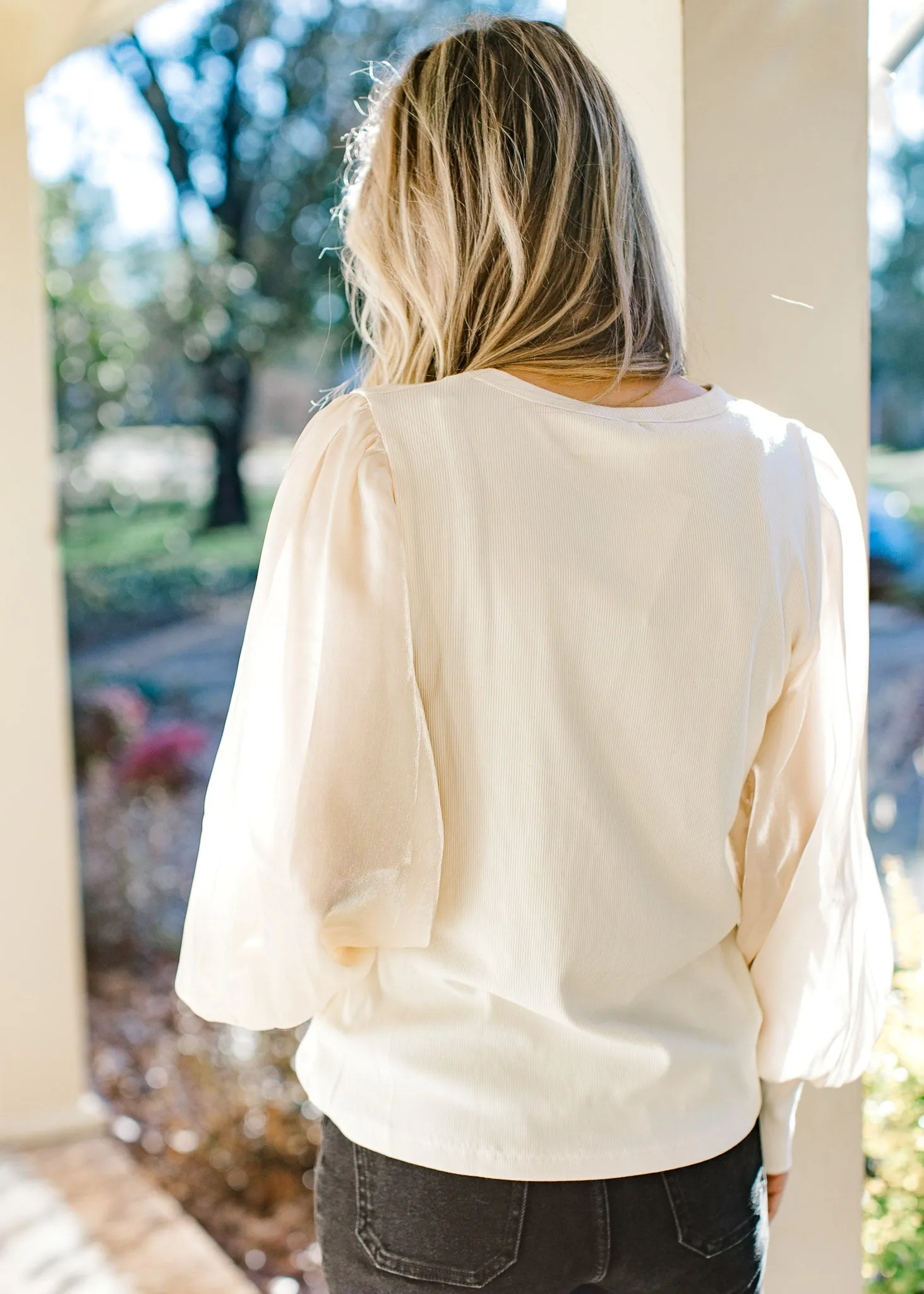 X Ivory Glimmer Sleeves Top