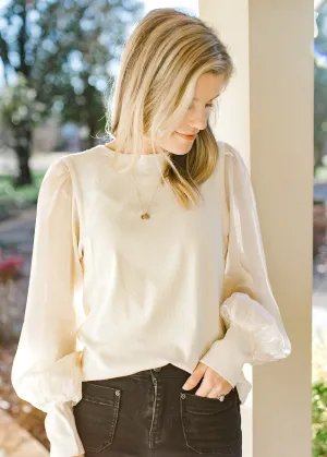 X Ivory Glimmer Sleeves Top