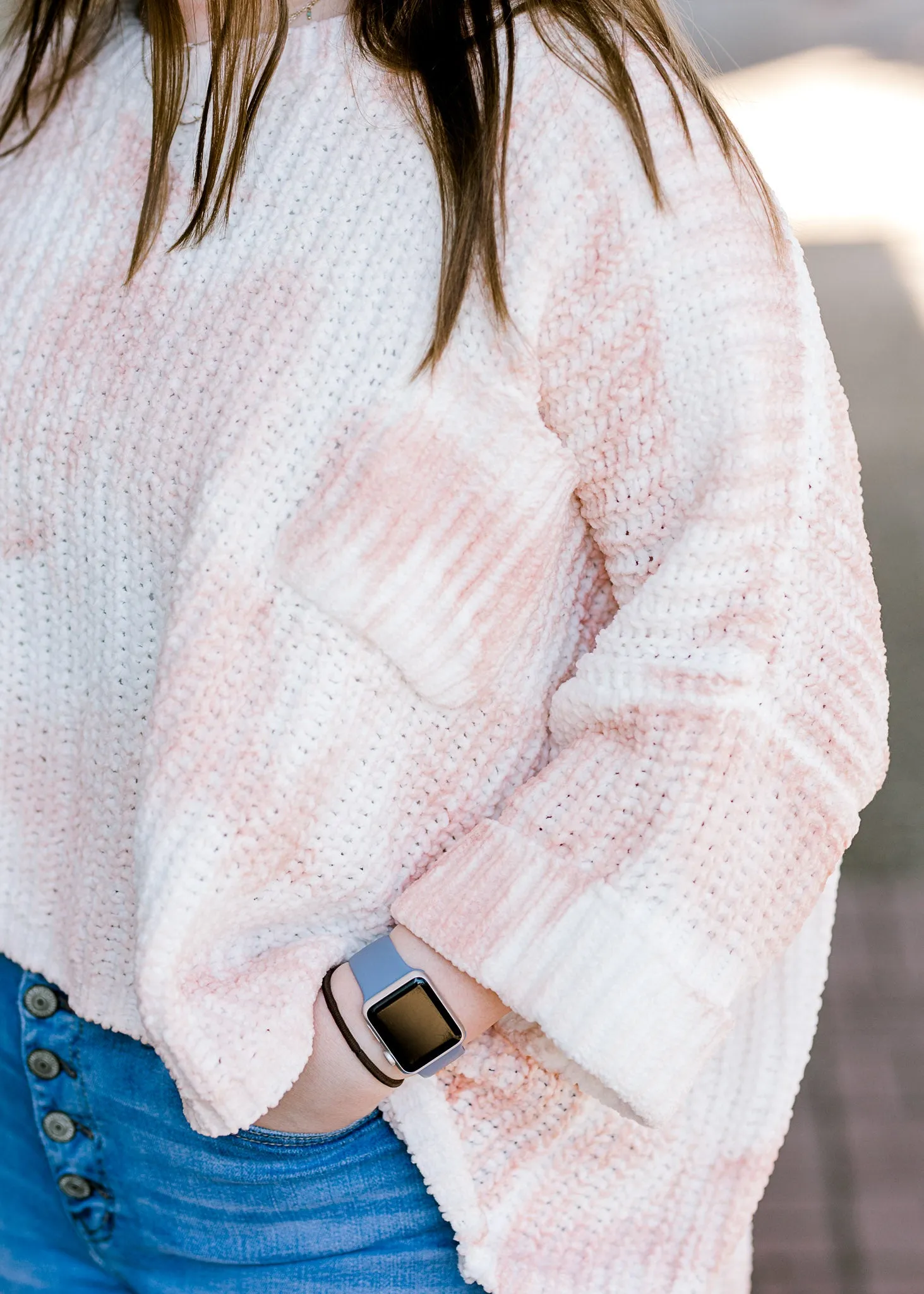 X Rose Pink and White Sweater