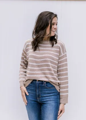X Taupe and Cream Zig Zag Sweater