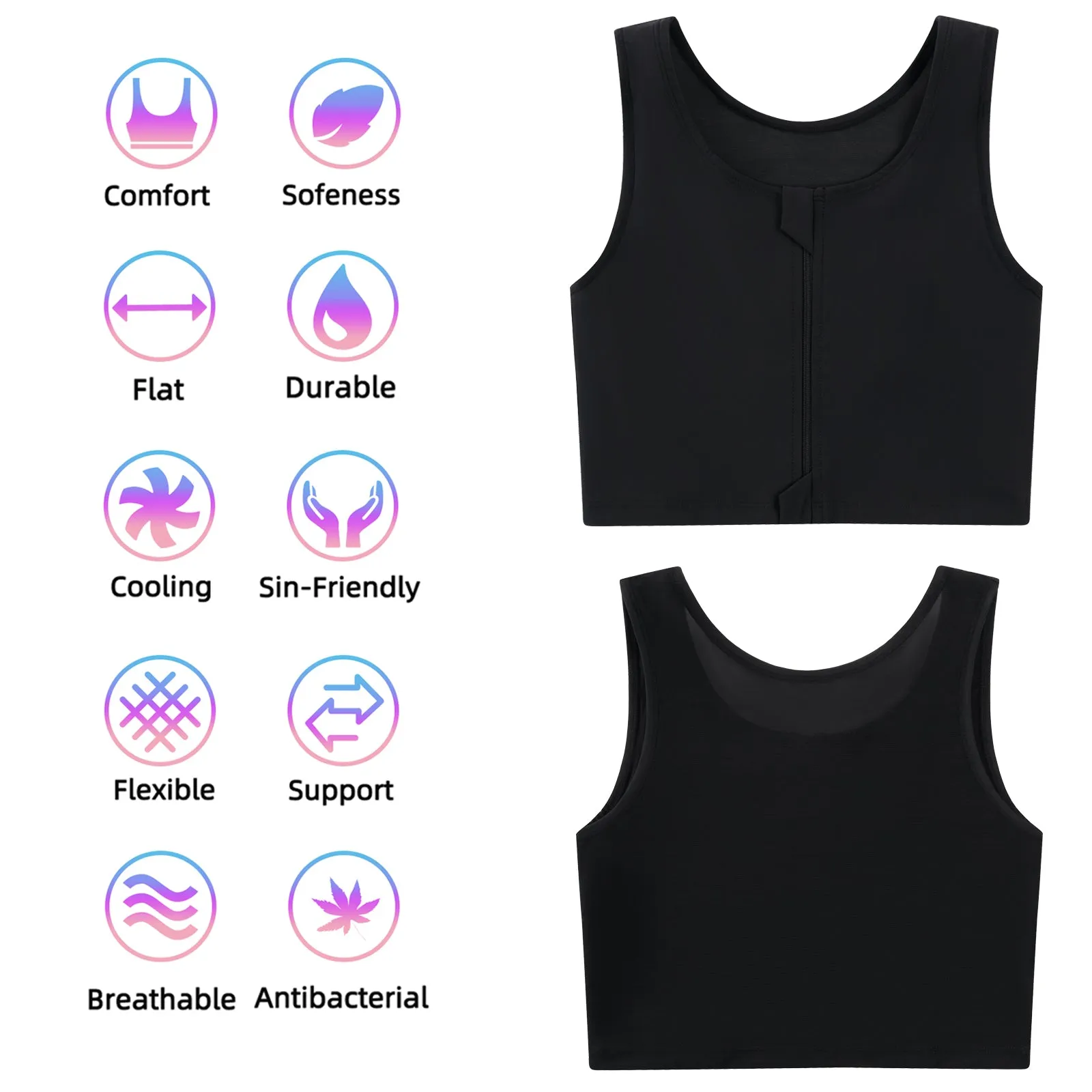 XUJI Zipper Chest Binders Breathable Half Binder - XUJI Srore