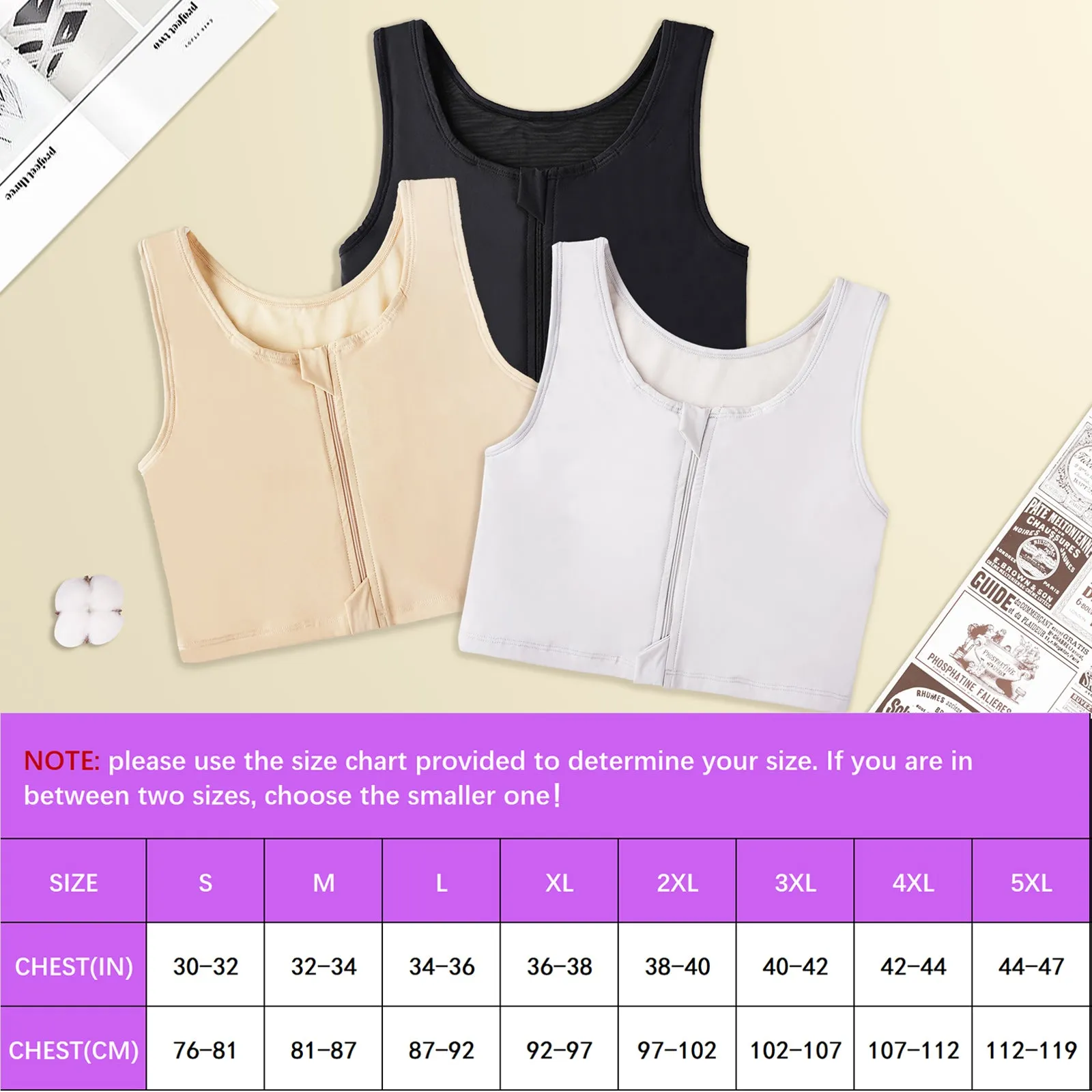 XUJI Zipper Chest Binders Breathable Half Binder - XUJI Srore