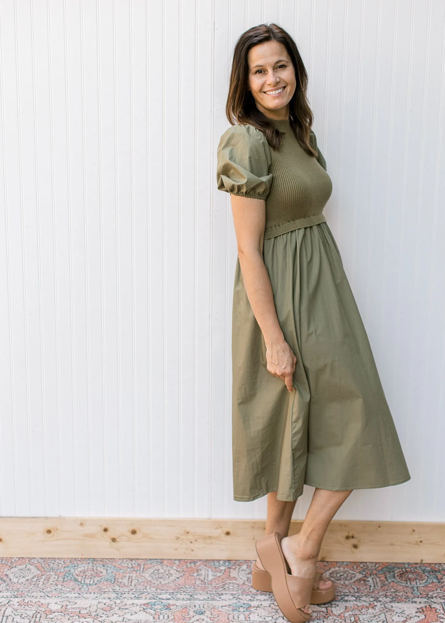 XZ Olive Knit Bodice Midi