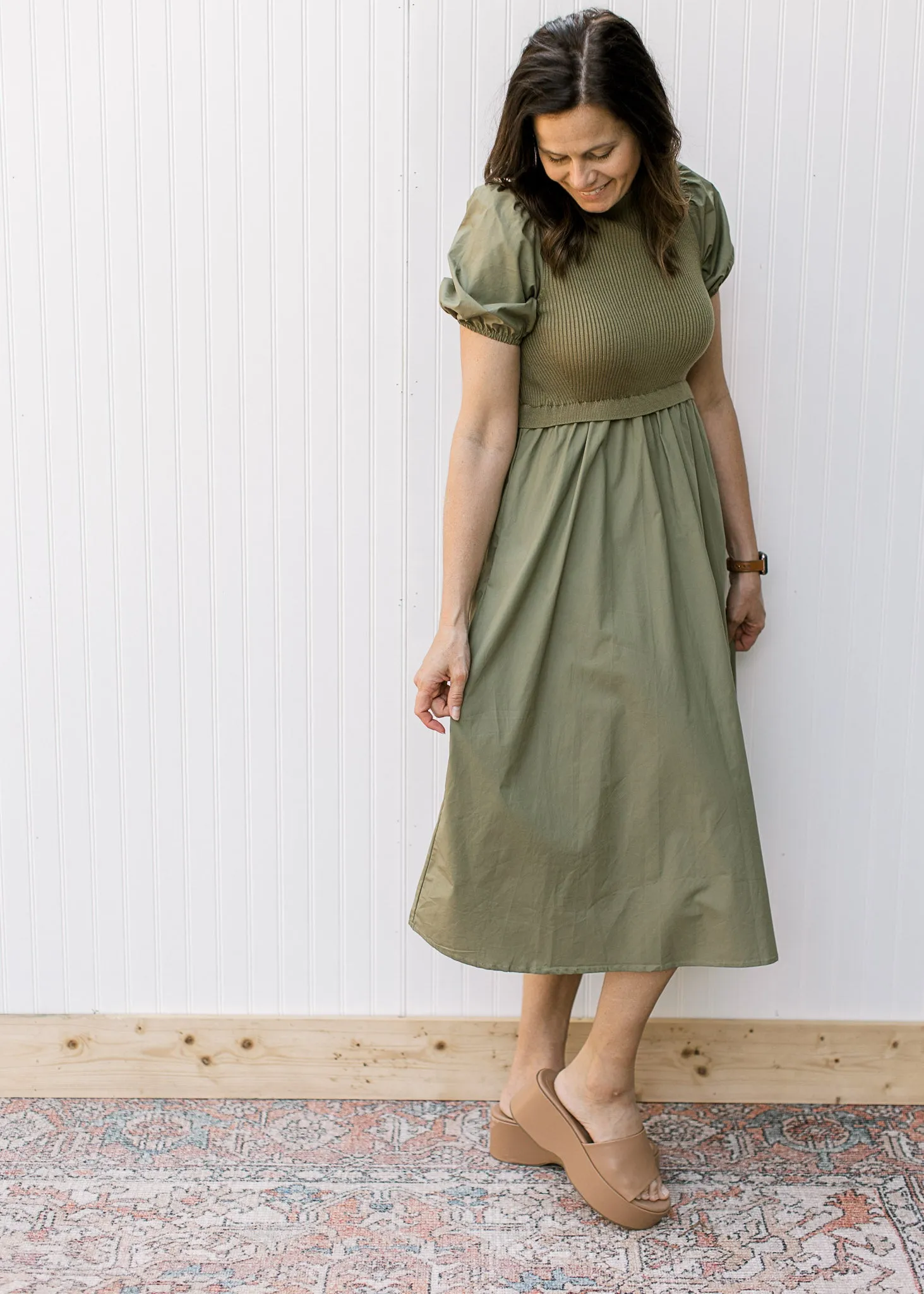 XZ Olive Knit Bodice Midi