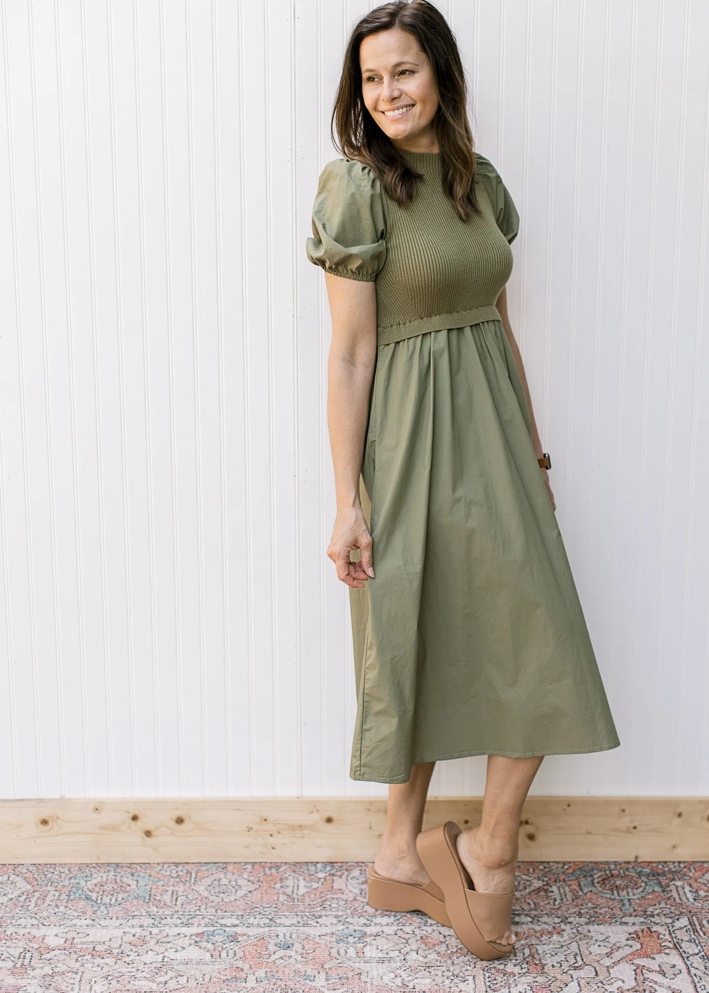 XZ Olive Knit Bodice Midi