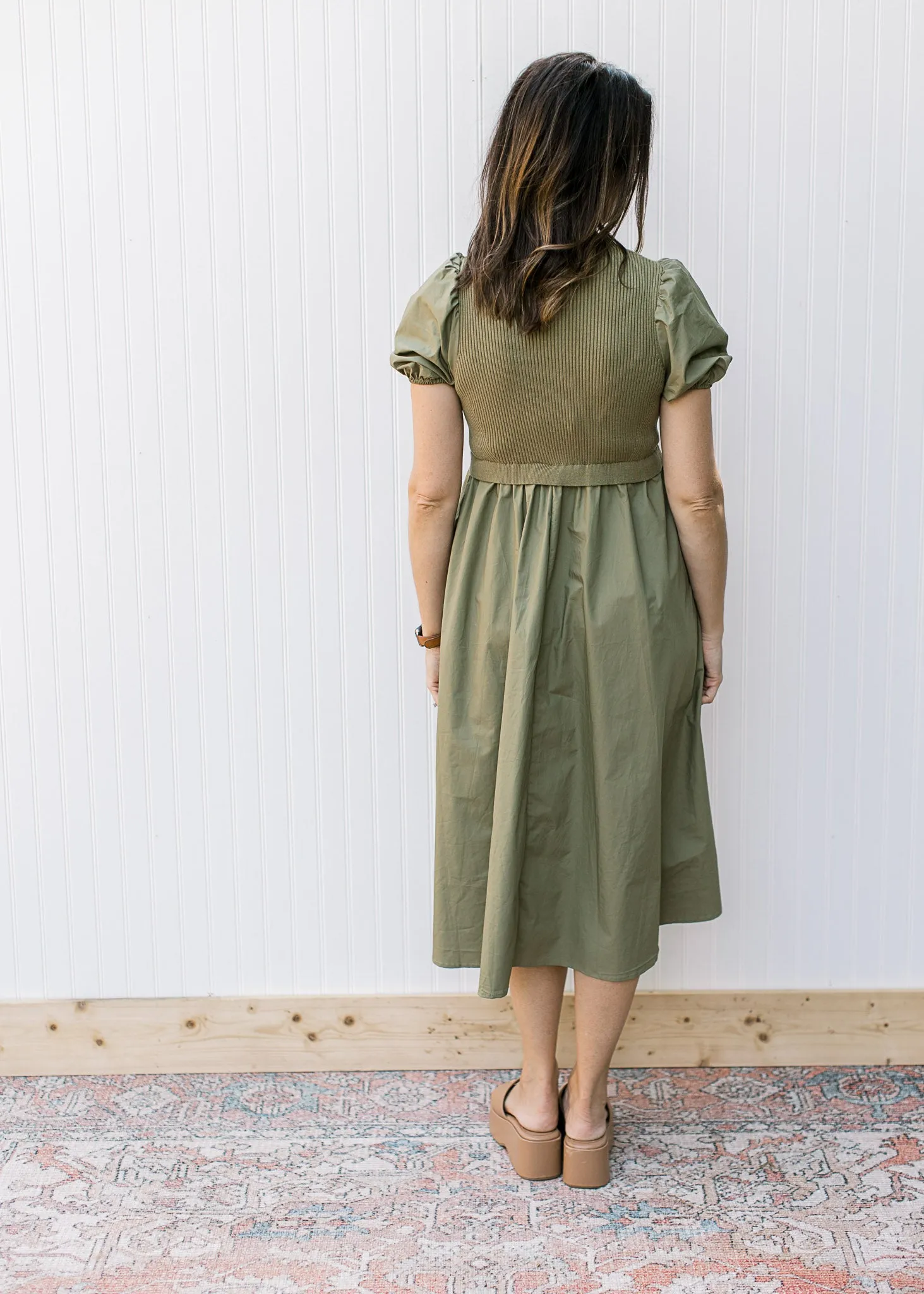 XZ Olive Knit Bodice Midi