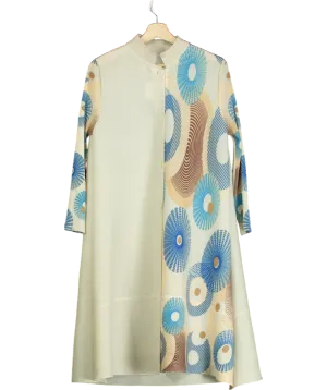Y London Cream Ribbed Printed Button Down Dress UK S