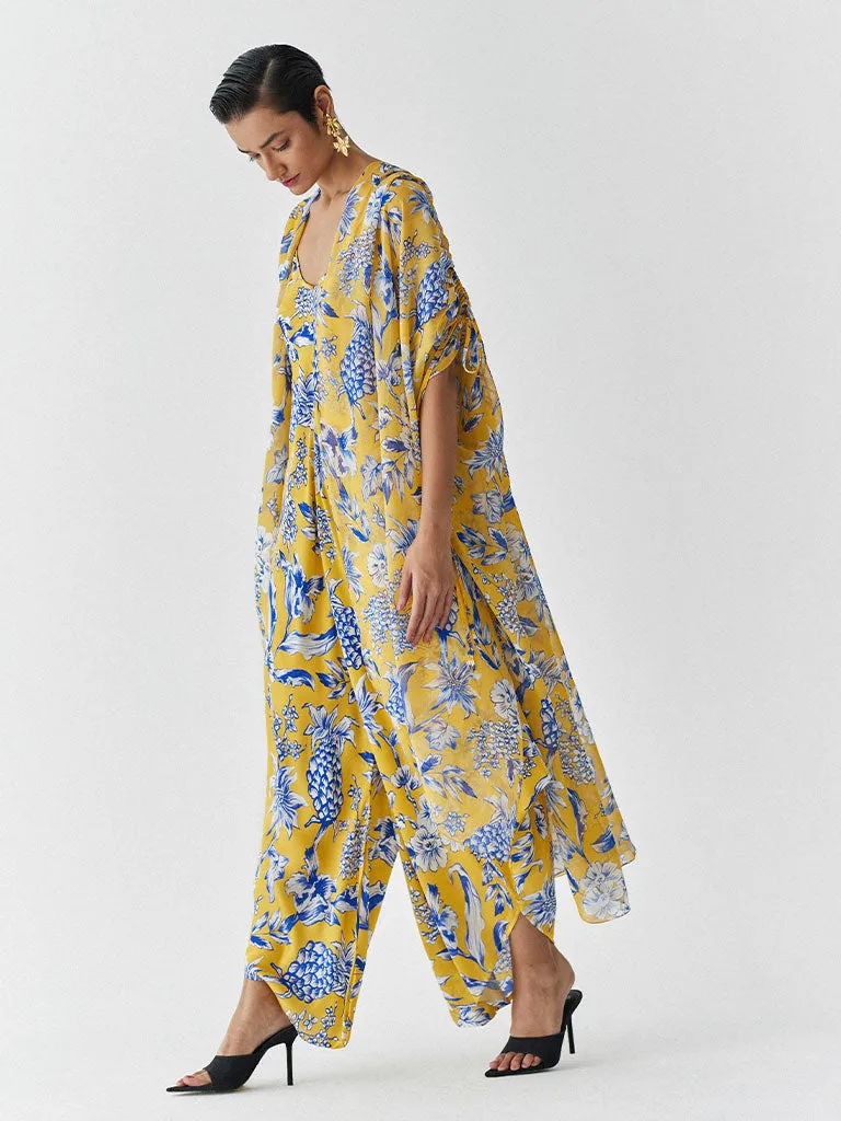 Yellow Pineapple Organza Draw String Cape