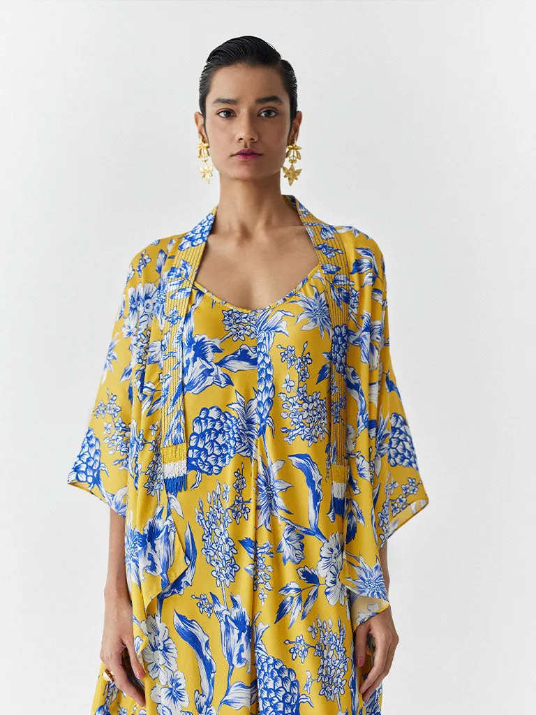 Yellow Pineapple Organza Draw String Cape
