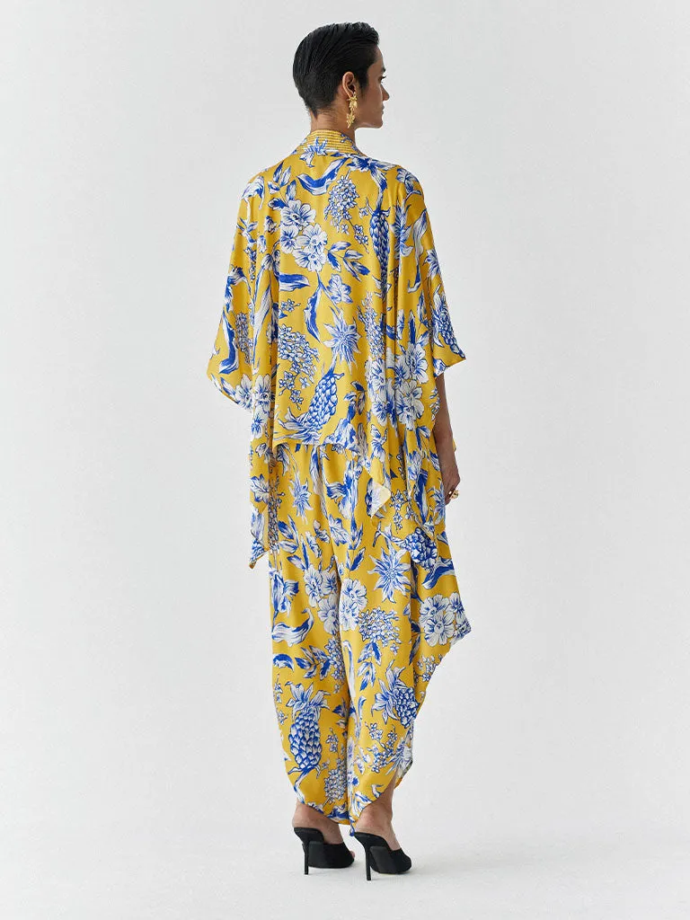 Yellow Pineapple Organza Draw String Cape