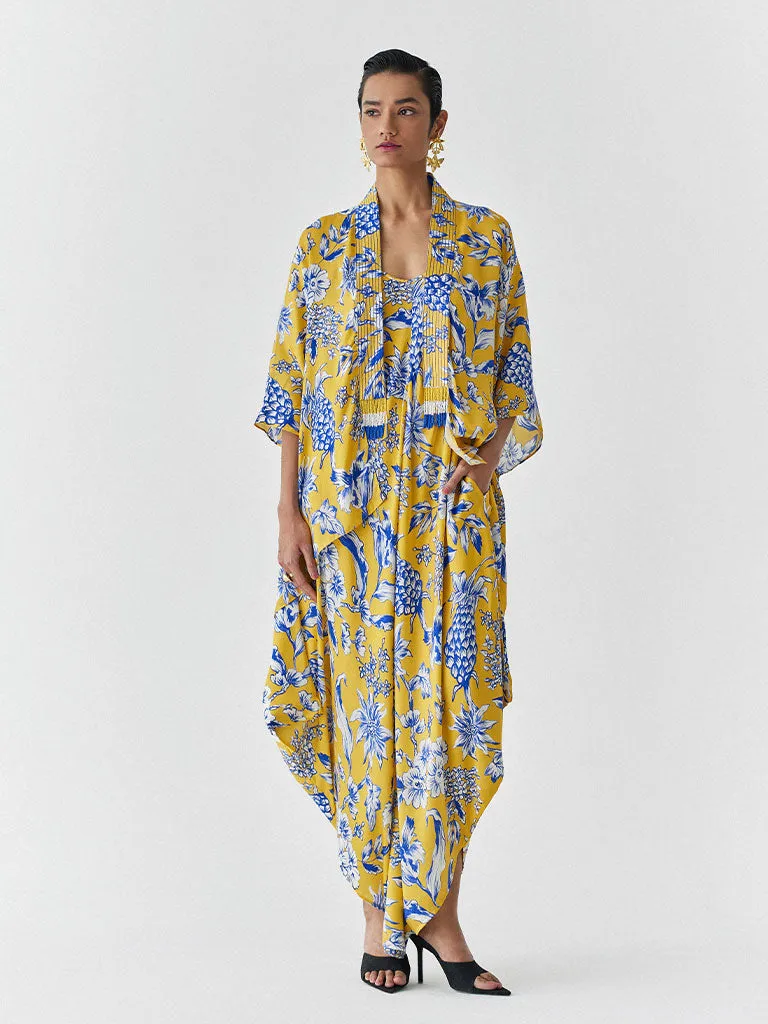 Yellow Pineapple Organza Draw String Cape